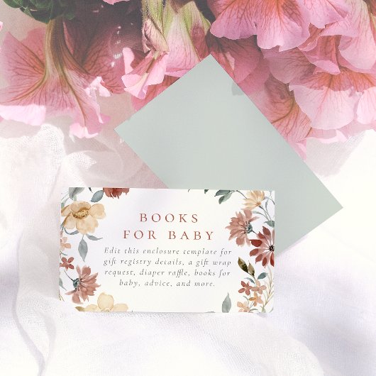 Waterverf Wildbloemen Bloemen Bloemen Baby shower Informatiekaartje