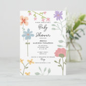 Waterverf Wildbloemen Bloemen Bloemen Baby shower Kaart (Staand voorkant)