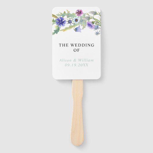 Waterverf Wildbloemen Bloemen Bloemen Bruiloft Pro Handwaaier (Voorkant)