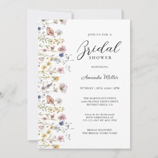 Waterverf Wildbloemen Bloemen Bloemen Vrijgezellen Kaart (Voorkant)