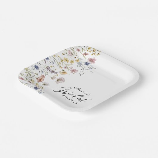 Waterverf Wildbloemen Bloemen Bloemen Vrijgezellen Papieren Bordje (Gebogen)