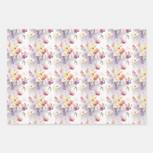 Waterverf Wildbloemen bloemenelegant Inpakpapier Vel (Voorkant 3)