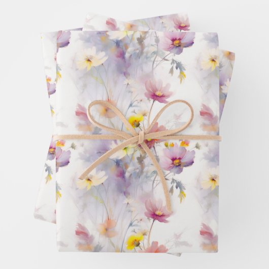 Waterverf Wildbloemen bloemenelegant Inpakpapier Vel (In situ)