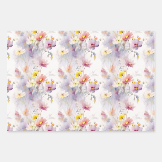 Waterverf Wildbloemen bloemenelegant Inpakpapier Vel (Voorkant)
