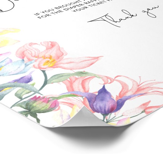 Waterverf Wildbloemen Bloemenluier Raffle Poster (Hoek)