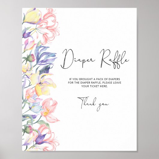 Waterverf Wildbloemen Bloemenluier Raffle Poster (Voorkant)