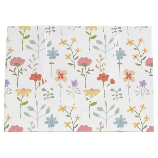 Waterverf Wildbloemen bloemenpatroon Groot Cadeauzakje (Voorkant)