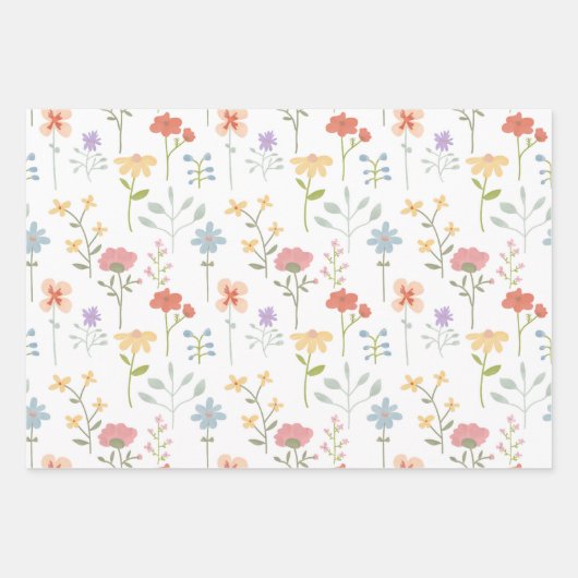 Waterverf Wildbloemen bloemenpatroon Inpakpapier Vel (Voorkant 2)