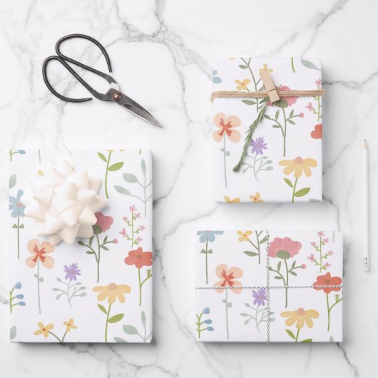 Waterverf Wildbloemen bloemenpatroon Inpakpapier Vel (Voorkant)