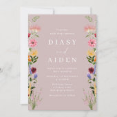 Waterverf Wildbloemen & Blush Bruiloft Kaart (Voorkant)