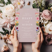 Waterverf Wildbloemen & Blush Bruiloft Kaart