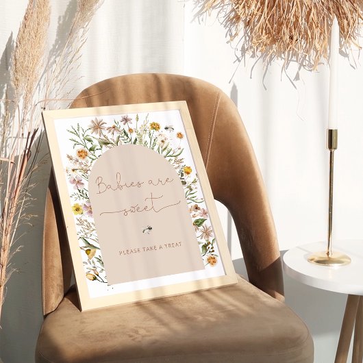 Waterverf Wildbloemen Boho Baby's zijn zoet Poster