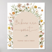 Waterverf Wildbloemen Boho Baby's zijn zoet Poster (Voorkant)