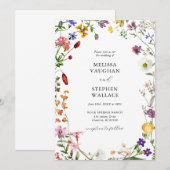 Waterverf Wildbloemen Boho Bruiloft Kaart (Voorkant / Achterkant)