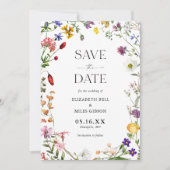 Waterverf Wildbloemen Boho Bruiloft Save the Date Kaart (Voorkant)