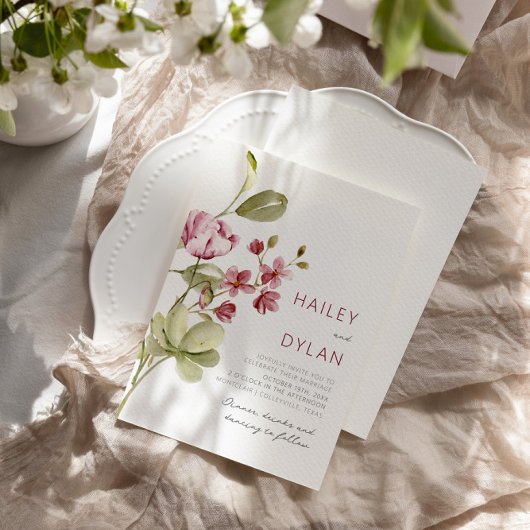 Waterverf Wildbloemen Boho bruiloft uitnodiging