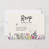 Waterverf Wildbloemen Boho Country Weddenschap RSV RSVP Kaartje (Voorkant)