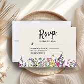Waterverf Wildbloemen Boho Country Weddenschap RSV RSVP Kaartje
