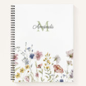 Waterverf Wildbloemen Boho Stylish met Monogram Notitieboek (Voorkant)
