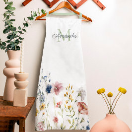 Waterverf Wildbloemen Boho Stylish met Monogram Schort