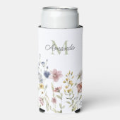 Waterverf Wildbloemen Boho Stylish met Monogram Seltzer Blikjeskoeler (Seltzer Voorkant)