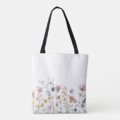 Waterverf Wildbloemen Boho Stylish met Monogram Tote Bag (Achterkant)