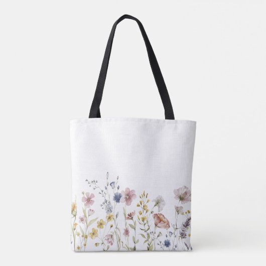 Waterverf Wildbloemen Boho Stylish met Monogram Tote Bag (Achterkant)