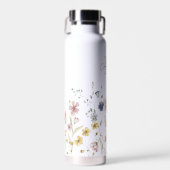 Waterverf Wildbloemen Boho Stylish met Monogram Waterfles (Voorkant)