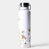 Waterverf Wildbloemen Boho Stylish met Monogram Waterfles (Achterkant)