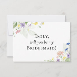 Waterverf Wildbloemen Bridal Partij Voorstel Kaart