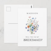Waterverf Wildbloemen Bridesmaid Voorstel Briefkaart (Voorkant / Achterkant)