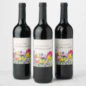 Waterverf Wildbloemen Bridesmaid Voorstel Wijn Etiket (Flessen)