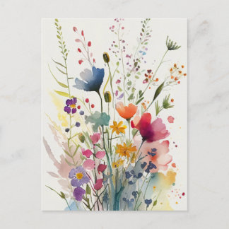 Waterverf Wildbloemen Briefkaart