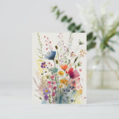 Waterverf Wildbloemen Briefkaart (Staand voorkant)