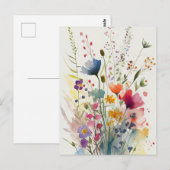 Waterverf Wildbloemen Briefkaart (Voorkant / Achterkant)