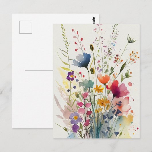 Waterverf Wildbloemen Briefkaart (Voorkant / Achterkant)