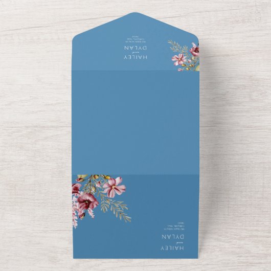 Waterverf Wildbloemen bruiloft All In One Uitnodiging (Buitenkant)