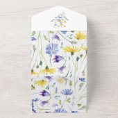 Waterverf Wildbloemen bruiloft All In One Uitnodiging (Buitenkant)