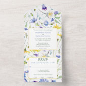 Waterverf Wildbloemen bruiloft All In One Uitnodiging (Binnen)