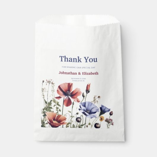 Waterverf Wildbloemen bruiloft Bedankzakje (Voorkant)