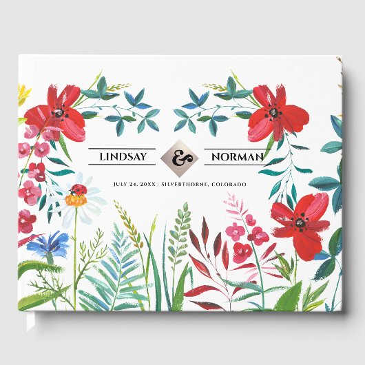 Waterverf Wildbloemen bruiloft Gastenboek (Voorkant)