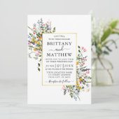 Waterverf Wildbloemen Bruiloft Goud Roze Blush Kaart (Staand voorkant)