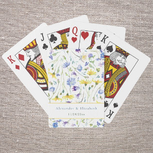 Waterverf Wildbloemen Bruiloft gunst Pokerkaarten