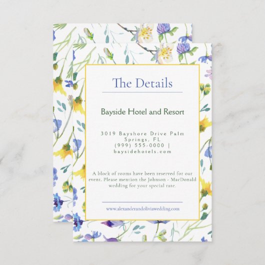 Waterverf Wildbloemen bruiloft Informatiekaartje (Voorkant / Achterkant)