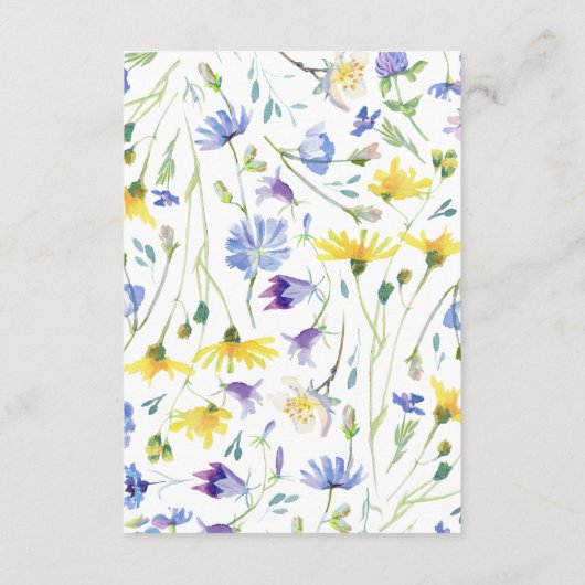 Waterverf Wildbloemen bruiloft Informatiekaartje (Achterkant)