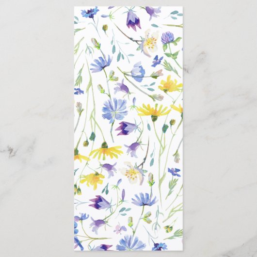 Waterverf Wildbloemen bruiloft Menu (Achterkant)