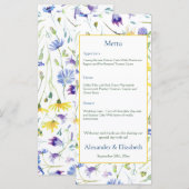 Waterverf Wildbloemen bruiloft Menu (Voorkant / Achterkant)