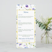 Waterverf Wildbloemen bruiloft Menu (Staand voorkant)