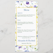 Waterverf Wildbloemen bruiloft Menu (Voorkant)