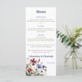 Waterverf Wildbloemen bruiloft Menu (Staand voorkant)